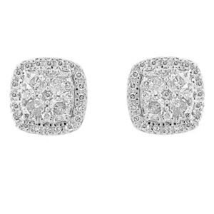 Samuel B 14K SQUARE SHAPE DIAMOND HALO STUDS